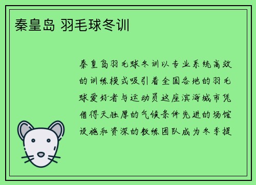 秦皇岛 羽毛球冬训